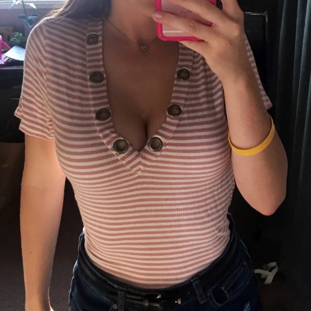 Adorable pink and white striped T-shirt